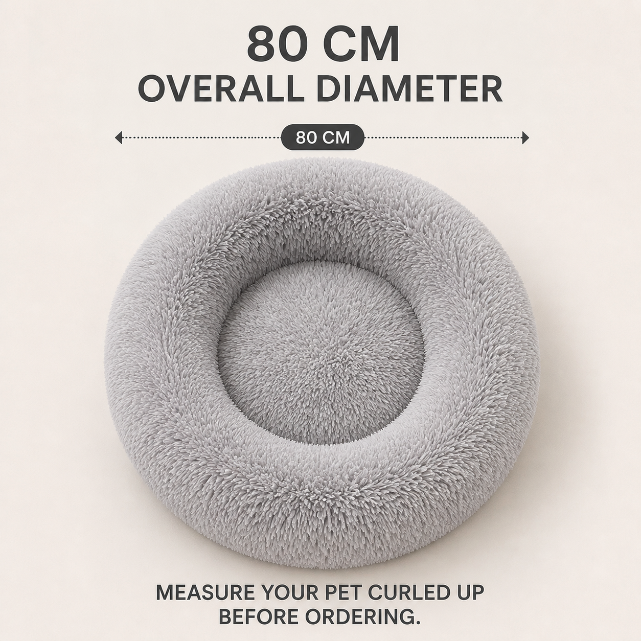 Top view showing the bed's 80 centimetre diameter