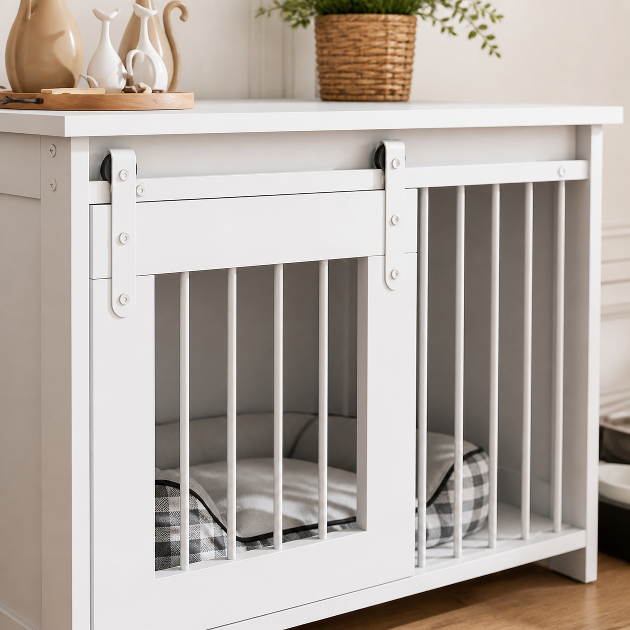 Sliding-Door Dog Crate Furniture — 80cm — key feature detail
