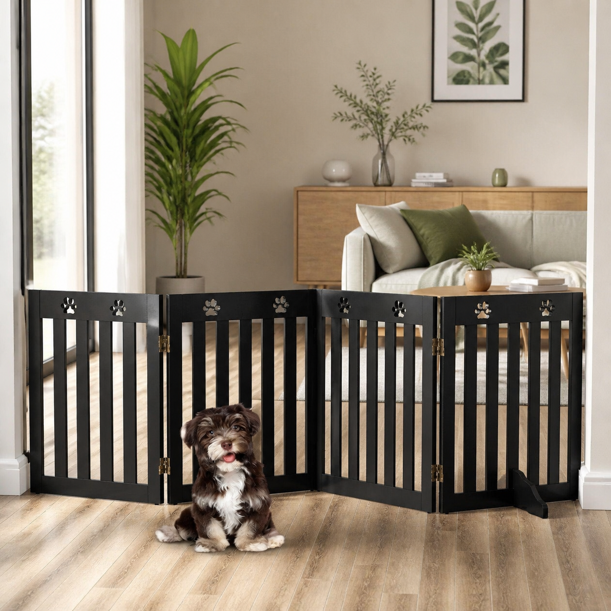Four-Panel Freestanding Dog Gate — 203cm — second lifestyle view