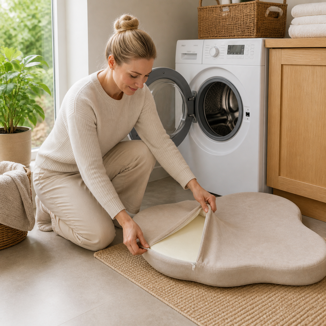 Memory Foam Dog Crate Mat — 110 × 66cm — storage or care view