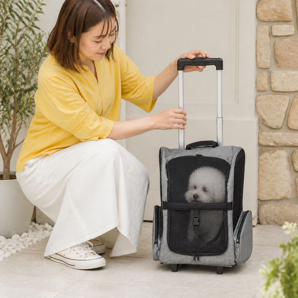 Wheeled Pet Carrier Backpack — Up to 4kg — owner setup