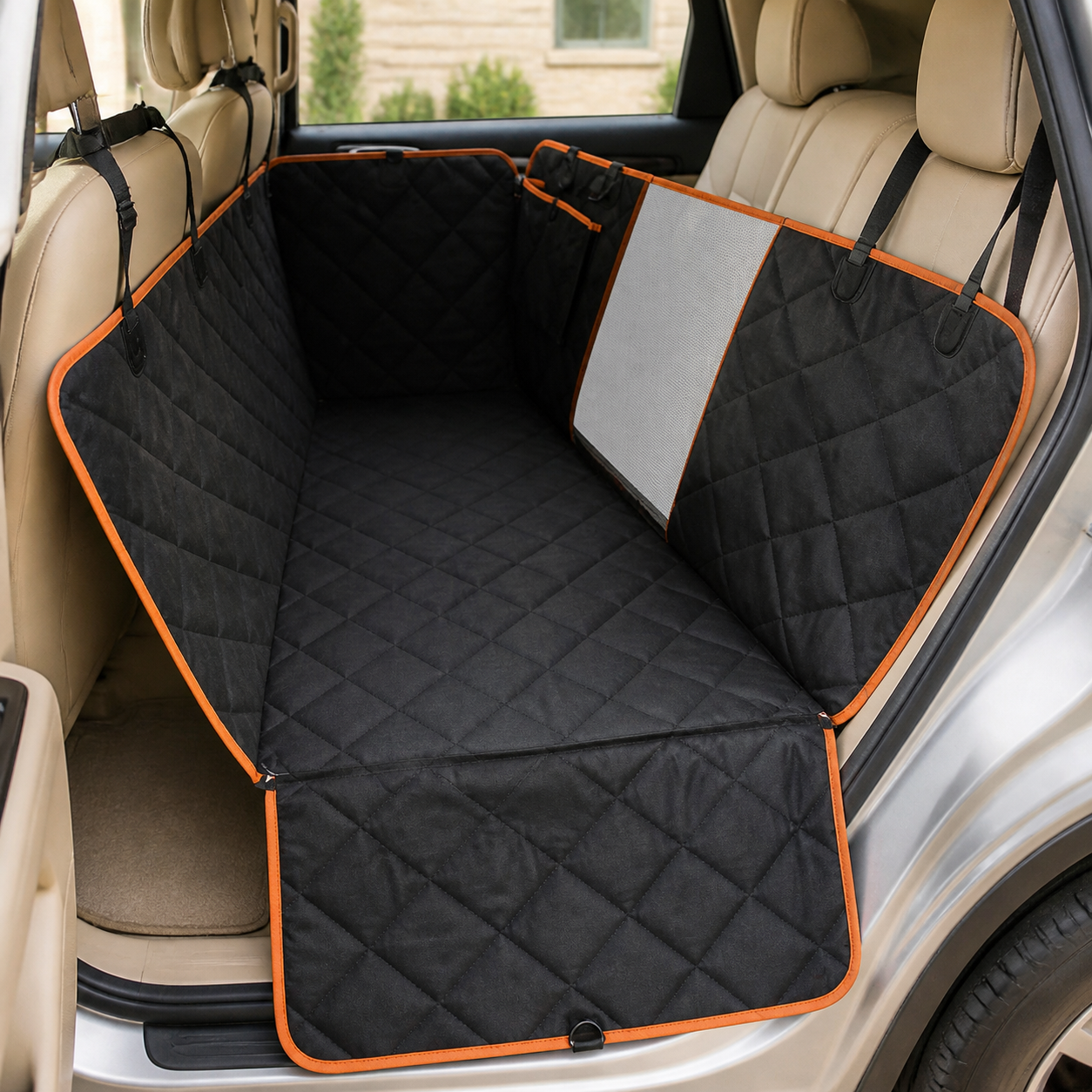 Quilted Dog Car Hammock with Side Protection — in-room or garden context