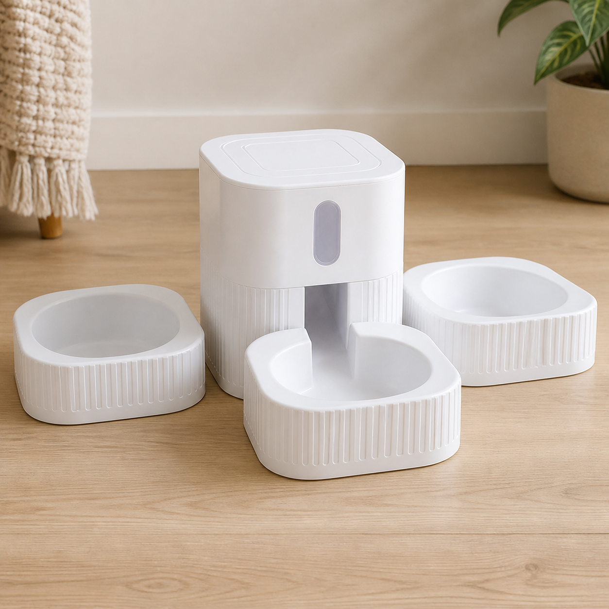 Three-Bowl Gravity Pet Feeder — alternate view