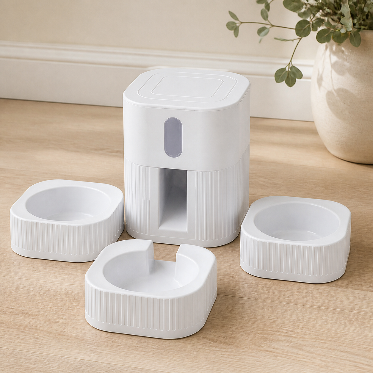Three-Bowl Gravity Pet Feeder — included components