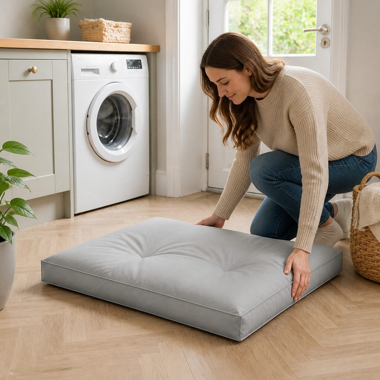 Washable Waterproof Pet Mattress — Grey, Small — owner setup