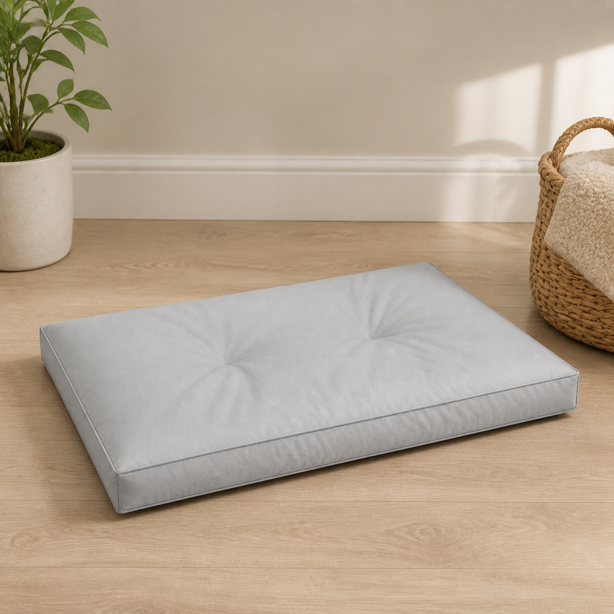 Washable Waterproof Pet Mattress — Grey, Small — included components