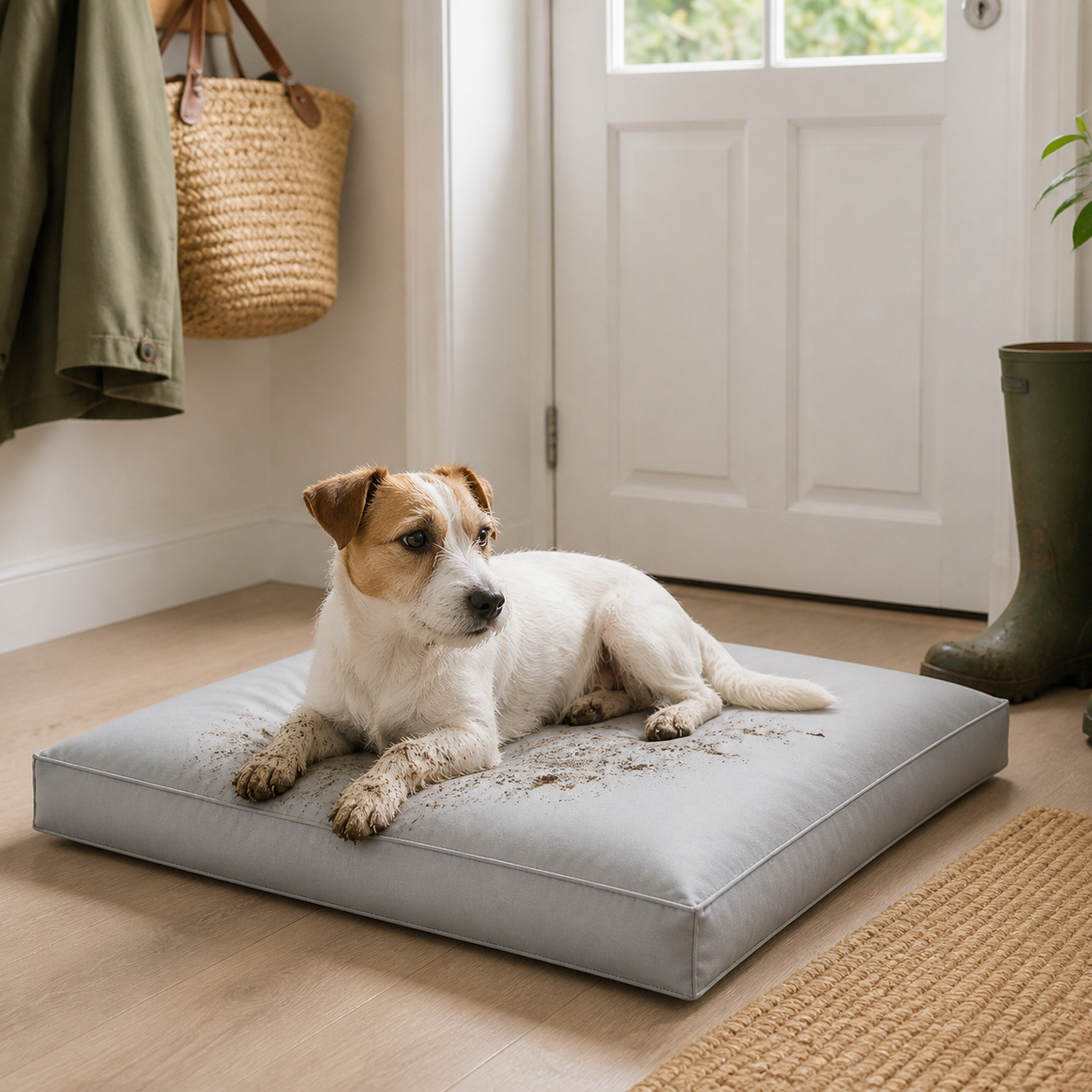 Washable Waterproof Pet Mattress — Grey, Small — second lifestyle view