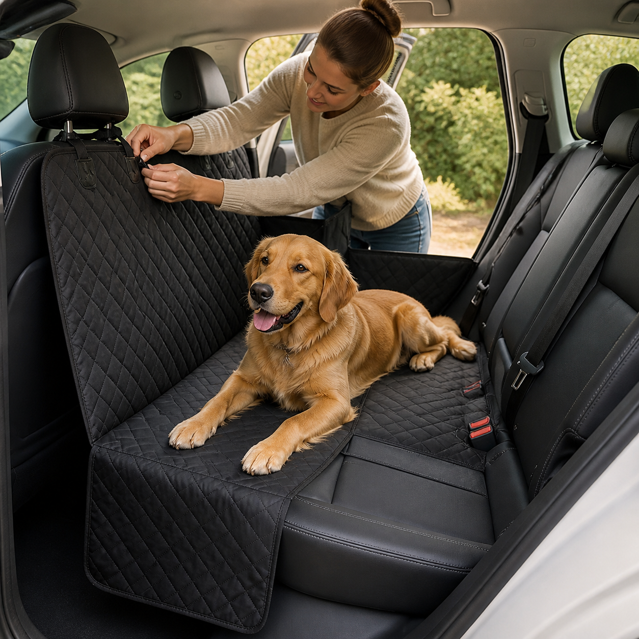 Split Rear-Seat Pet Cover — Shared Passenger Layout — owner setup