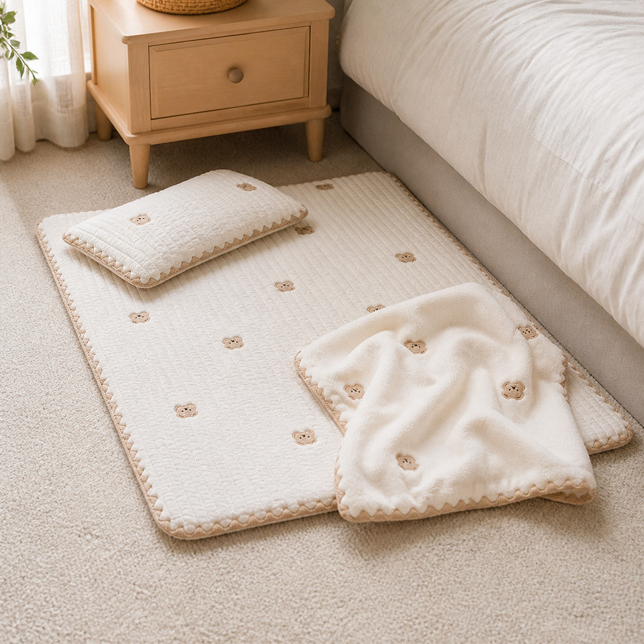 Washable Dog Bed With Pillow & Cover — Bear, Medium — alternate view