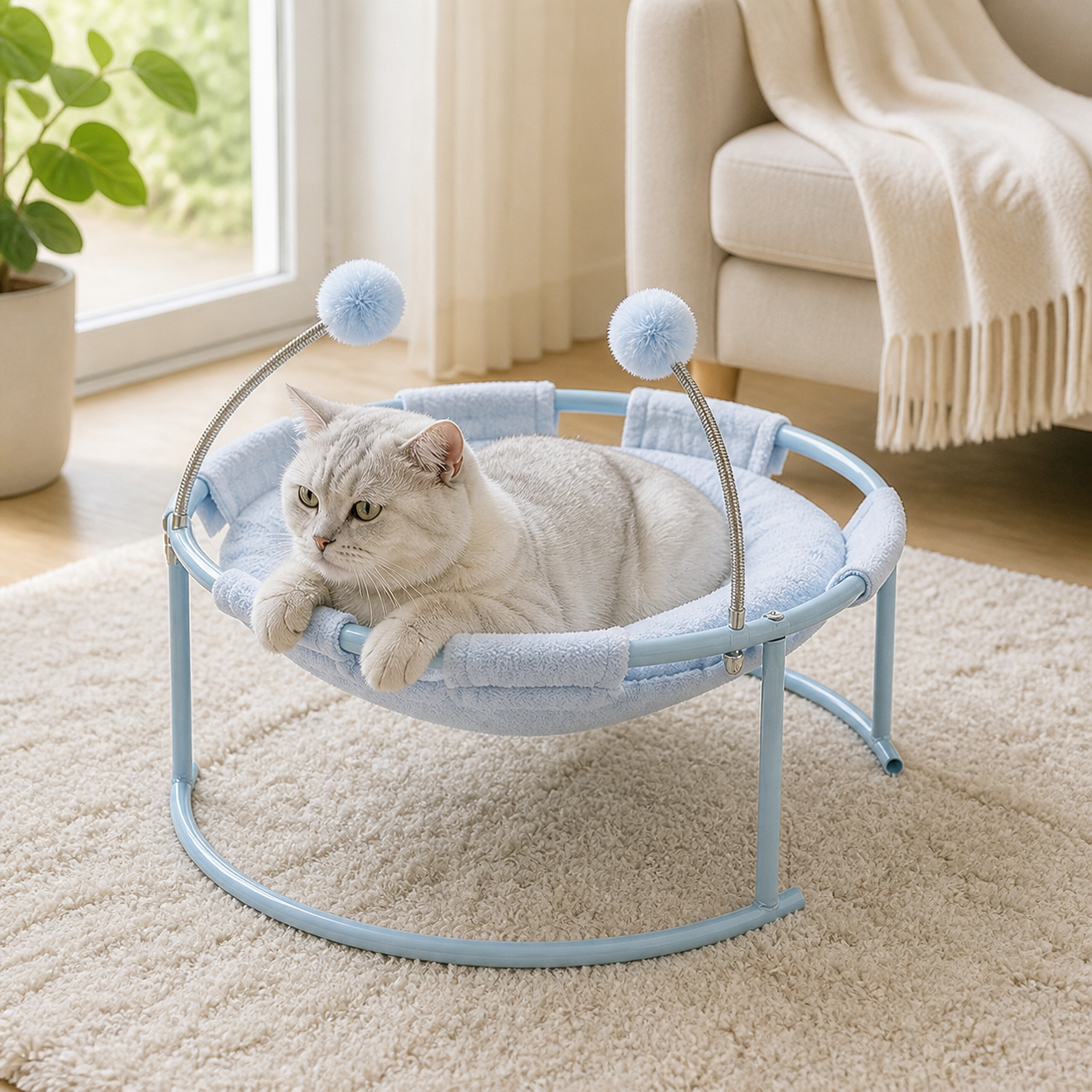 Plush Cat Hammock Lounger — in everyday use