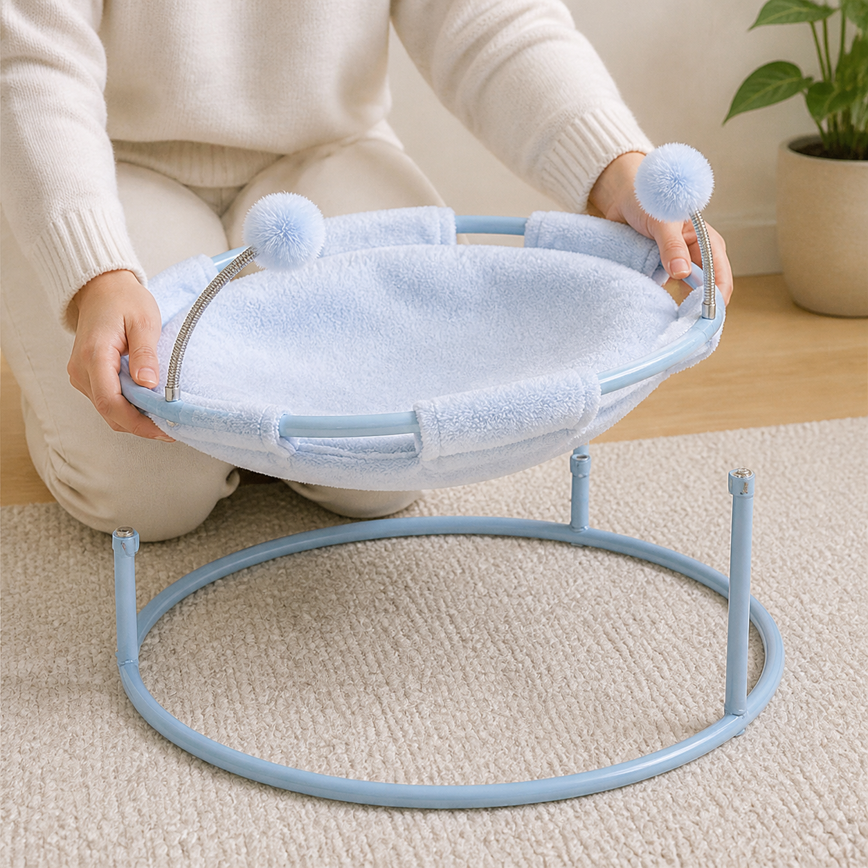 Plush Cat Hammock Lounger — storage or care view