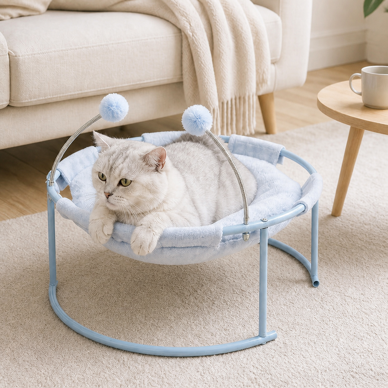 Plush Cat Hammock Lounger — in-room or garden context