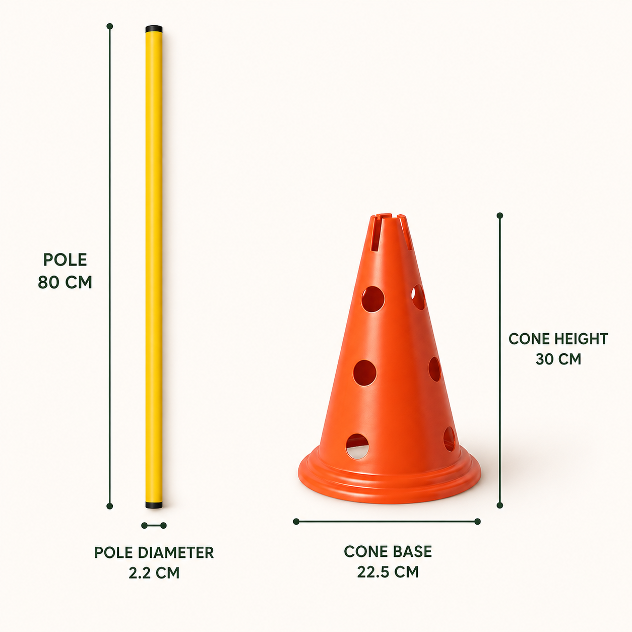 Dog agility jump set dimensions and component sizes