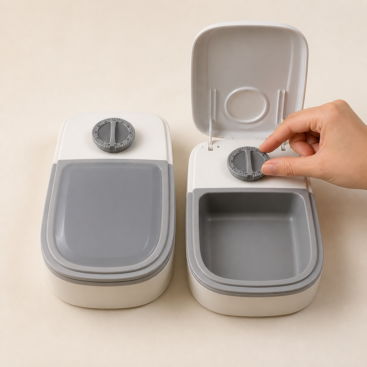 Hand setting one feeder's mechanical timer