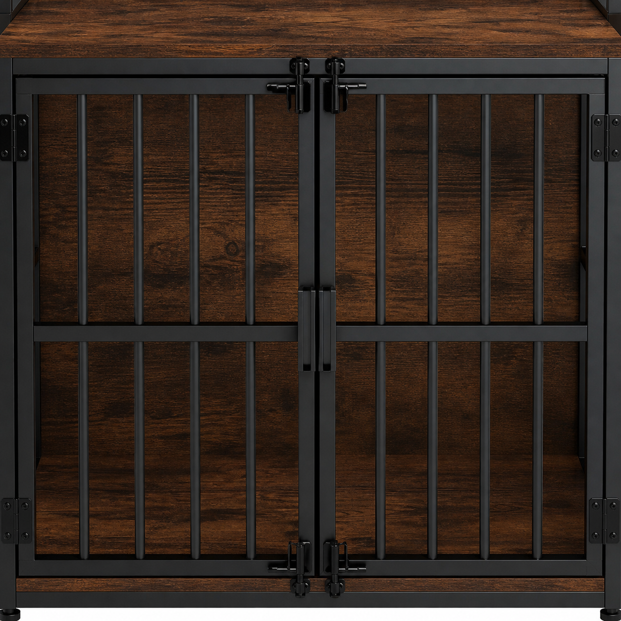 Four door latches and black metal enclosure tubes