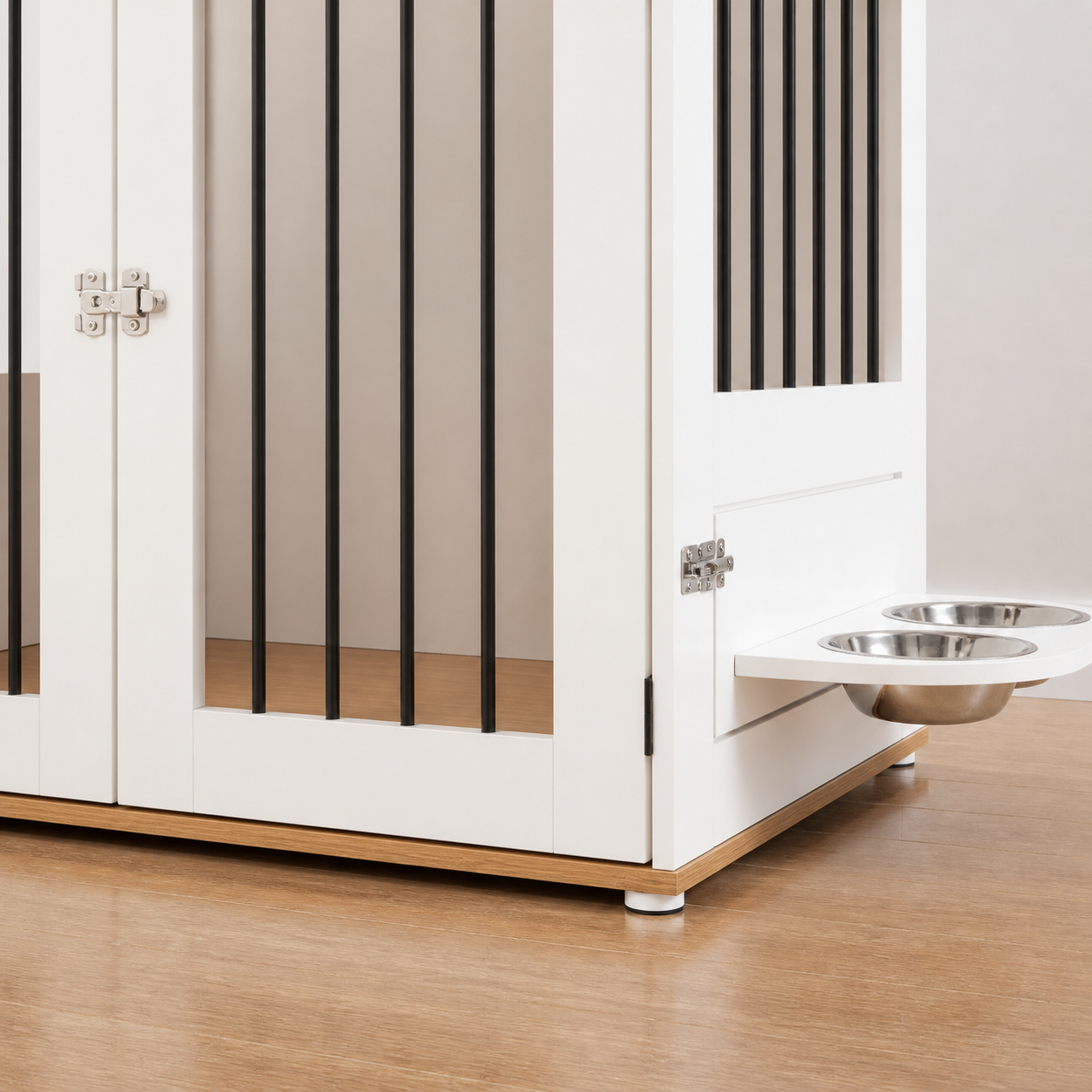 Adjustable non-slip foot beneath the corner crate