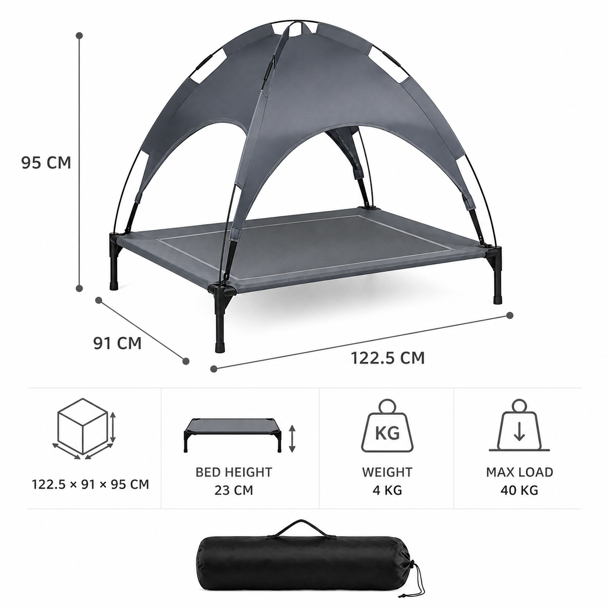 Canopy bed dimensions, height, weight and maximum load