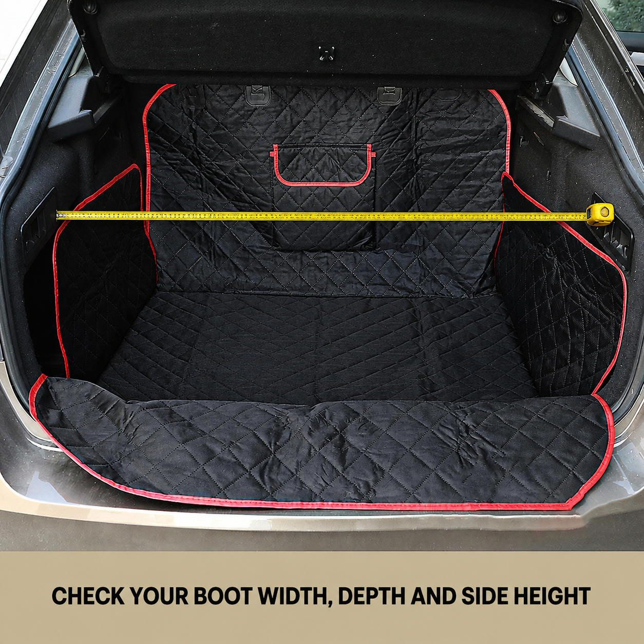 Measuring an empty car boot before fitting the liner