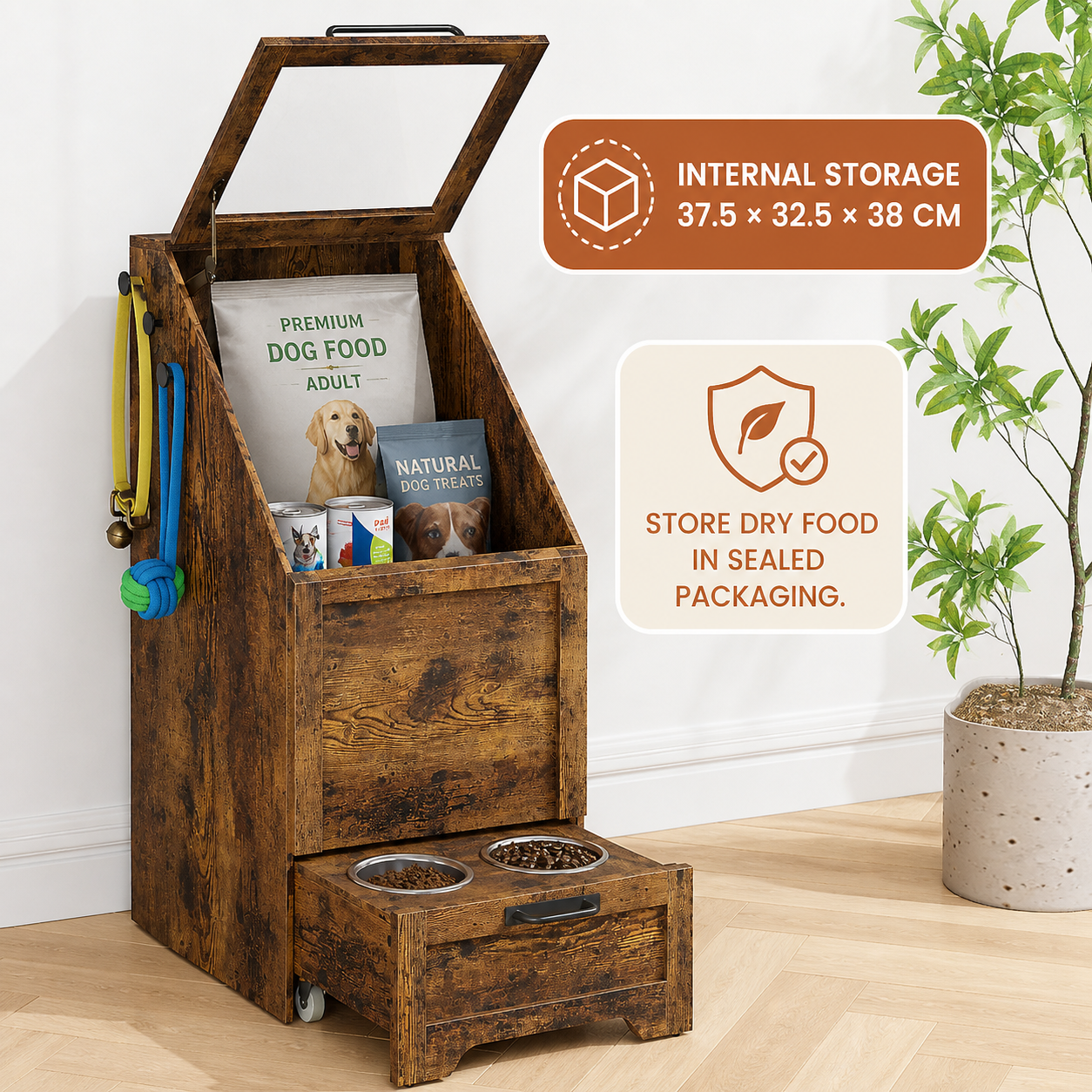 Internal storage dimensions and sealed-food guidance