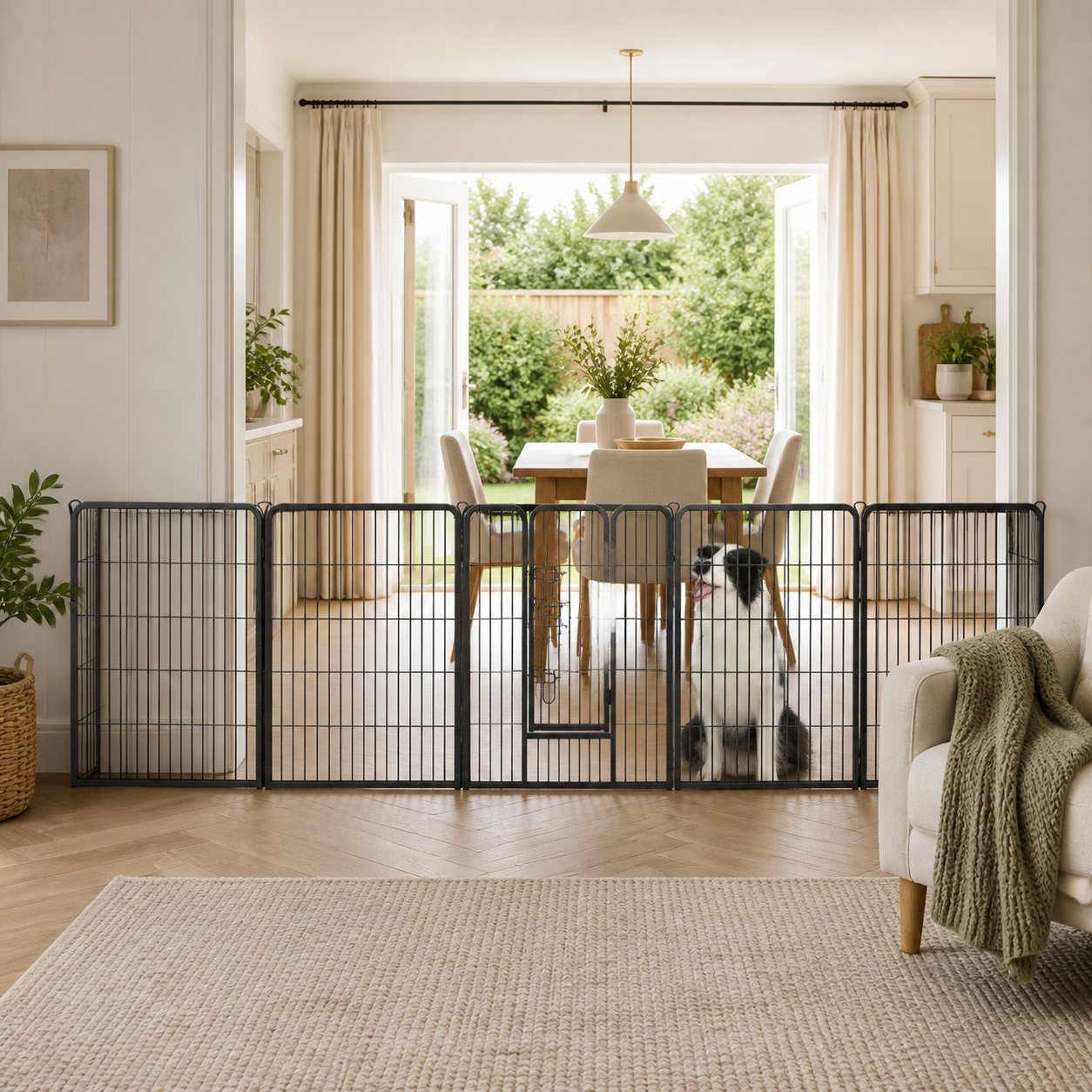 Dog playpen used as a room barrier