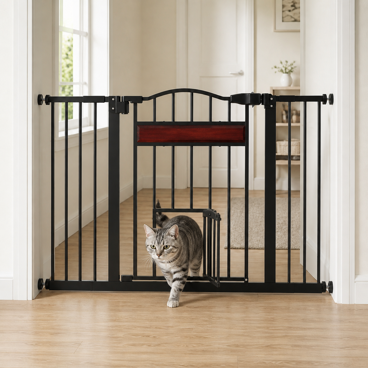 Small pet door open for a cat