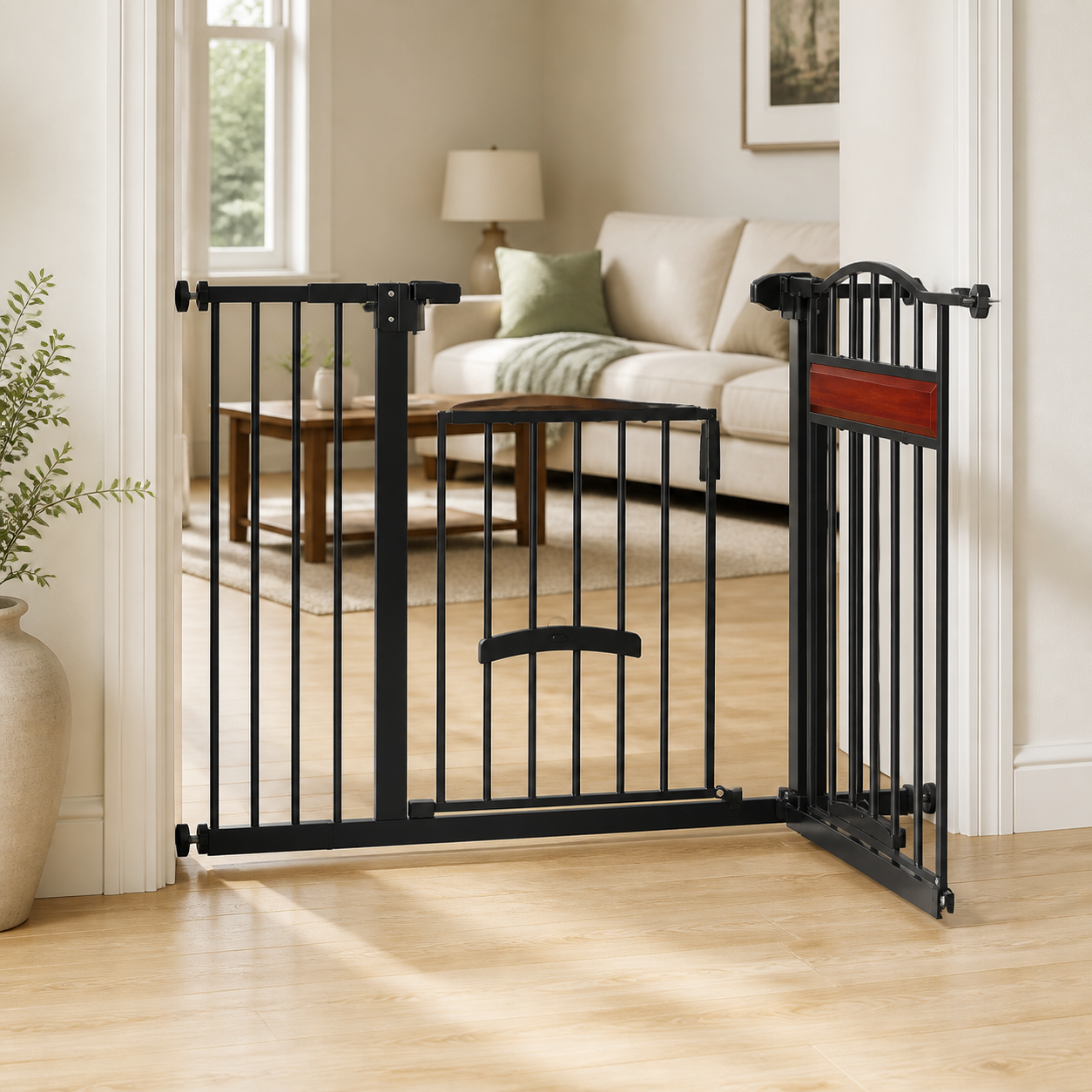 Main walk-through gate held open