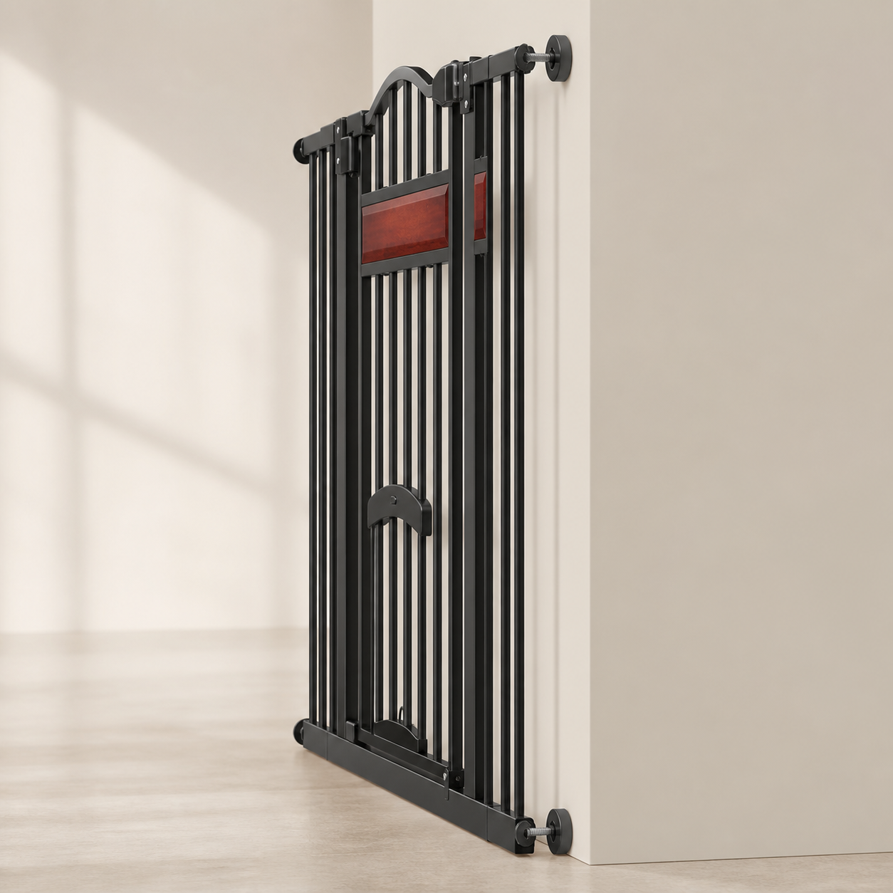 Pet gate side profile and bar spacing