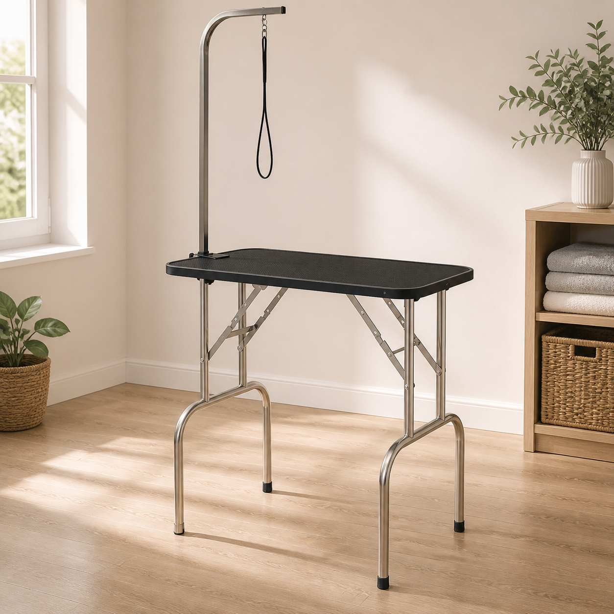 Foldable home dog grooming table