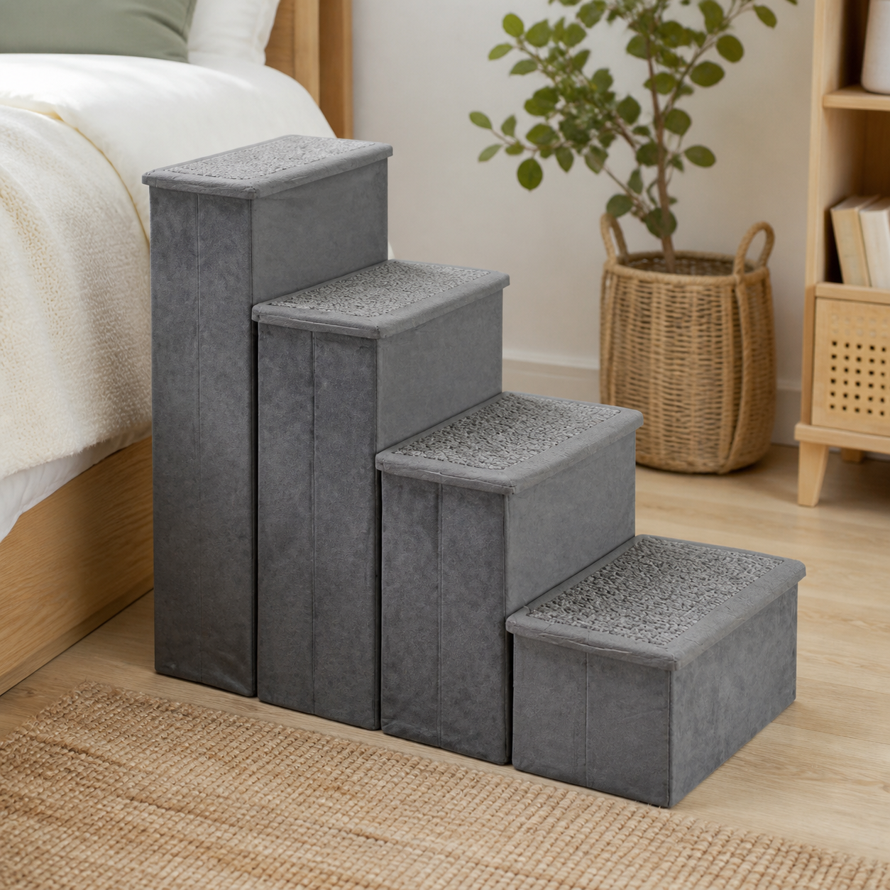 Foldable Pet Stairs with Storage — 4 Step — alternate view