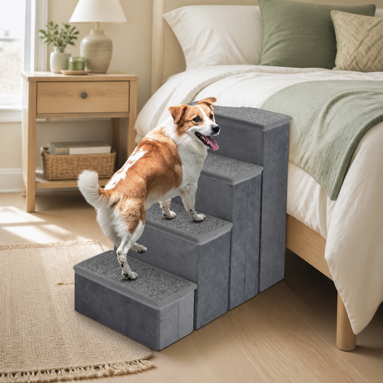 Foldable Pet Stairs with Storage — 4 Step — second lifestyle view