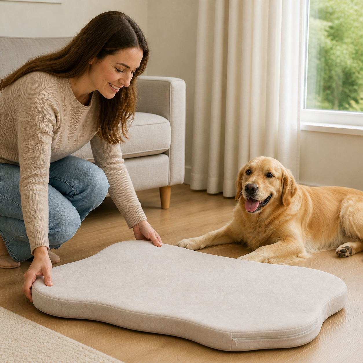 Memory Foam Dog Crate Mat — 110 × 66cm — owner setup