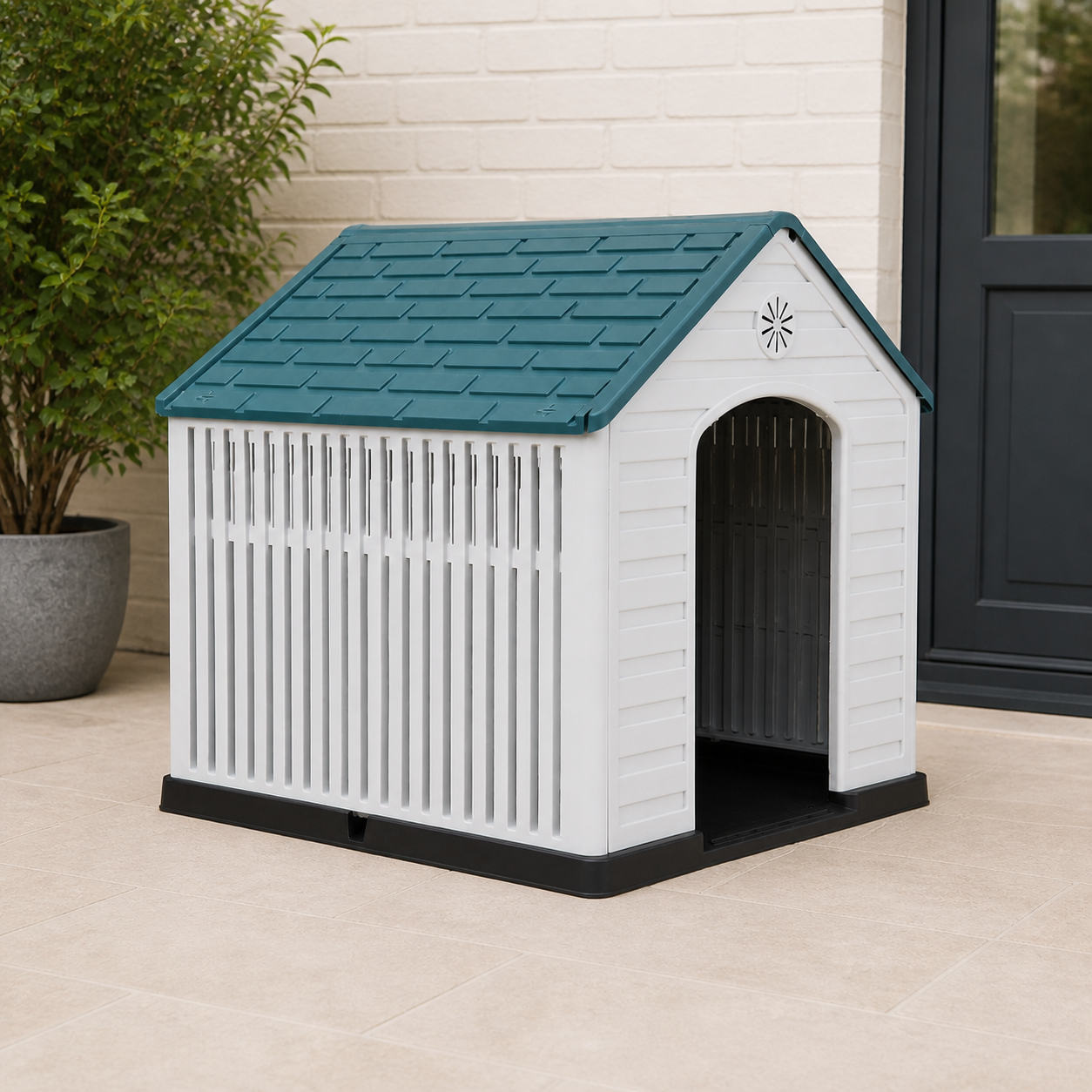 Large Ventilated Plastic Dog House — alternate view