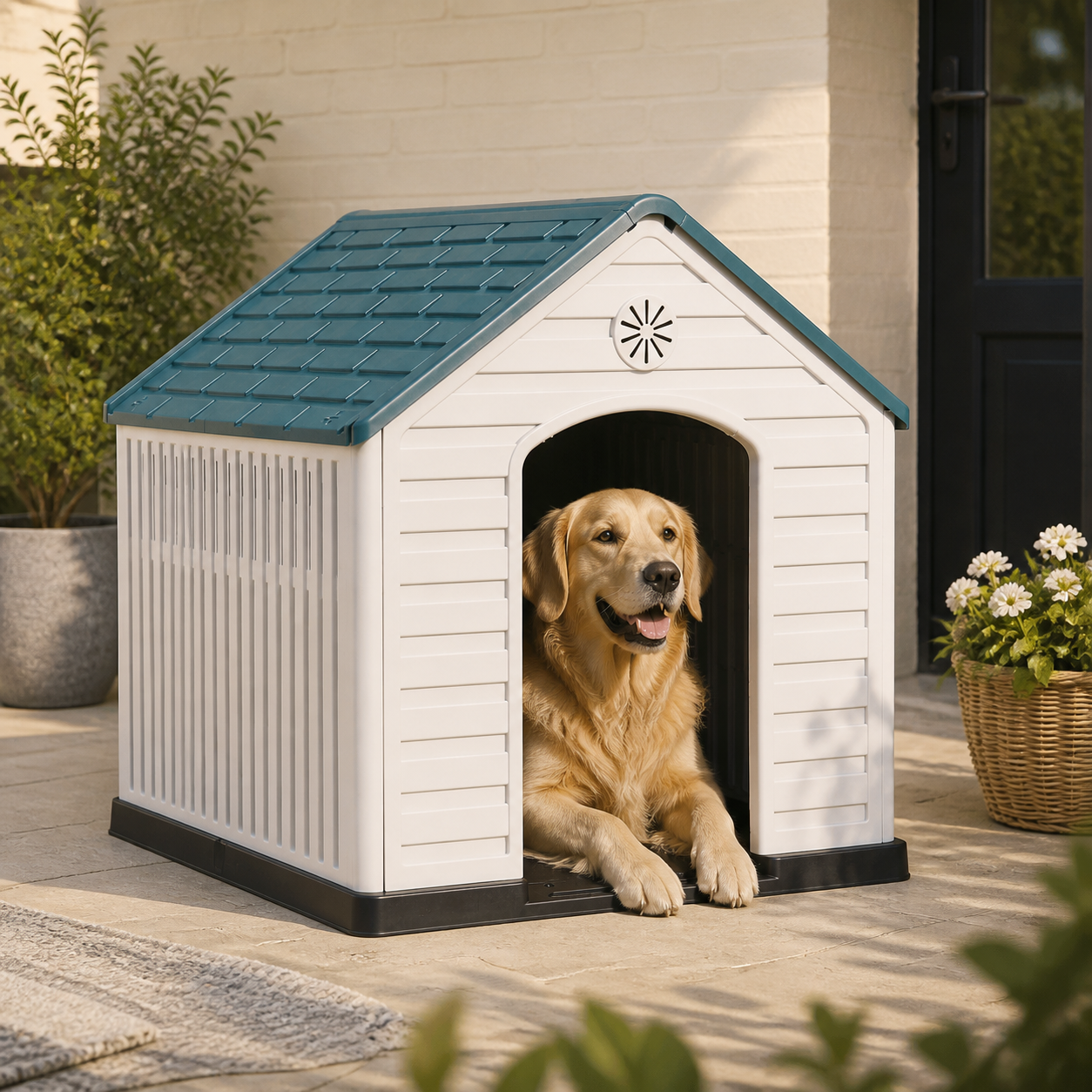 Large Ventilated Plastic Dog House — second lifestyle view