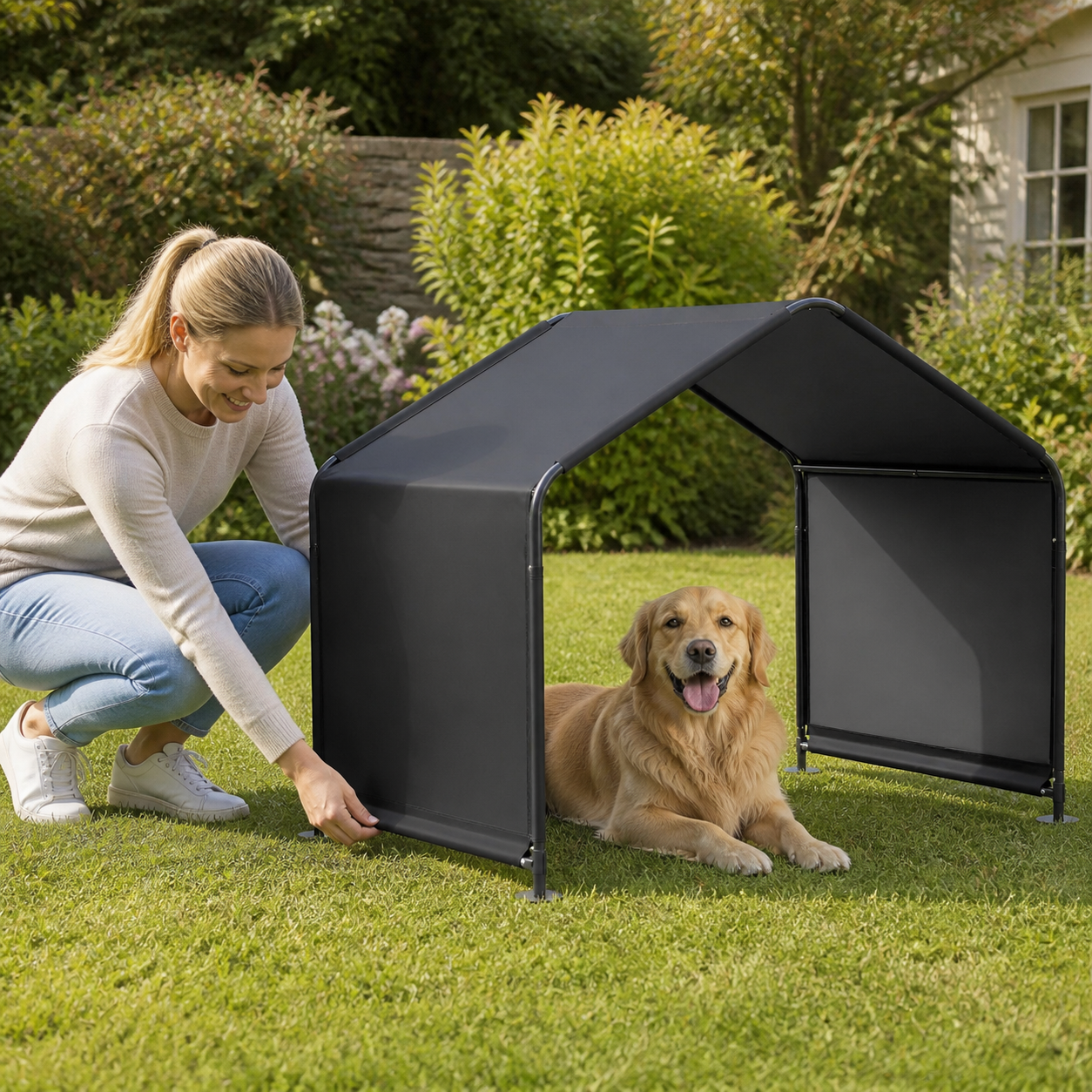 Garden Dog Shade Shelter — owner setup