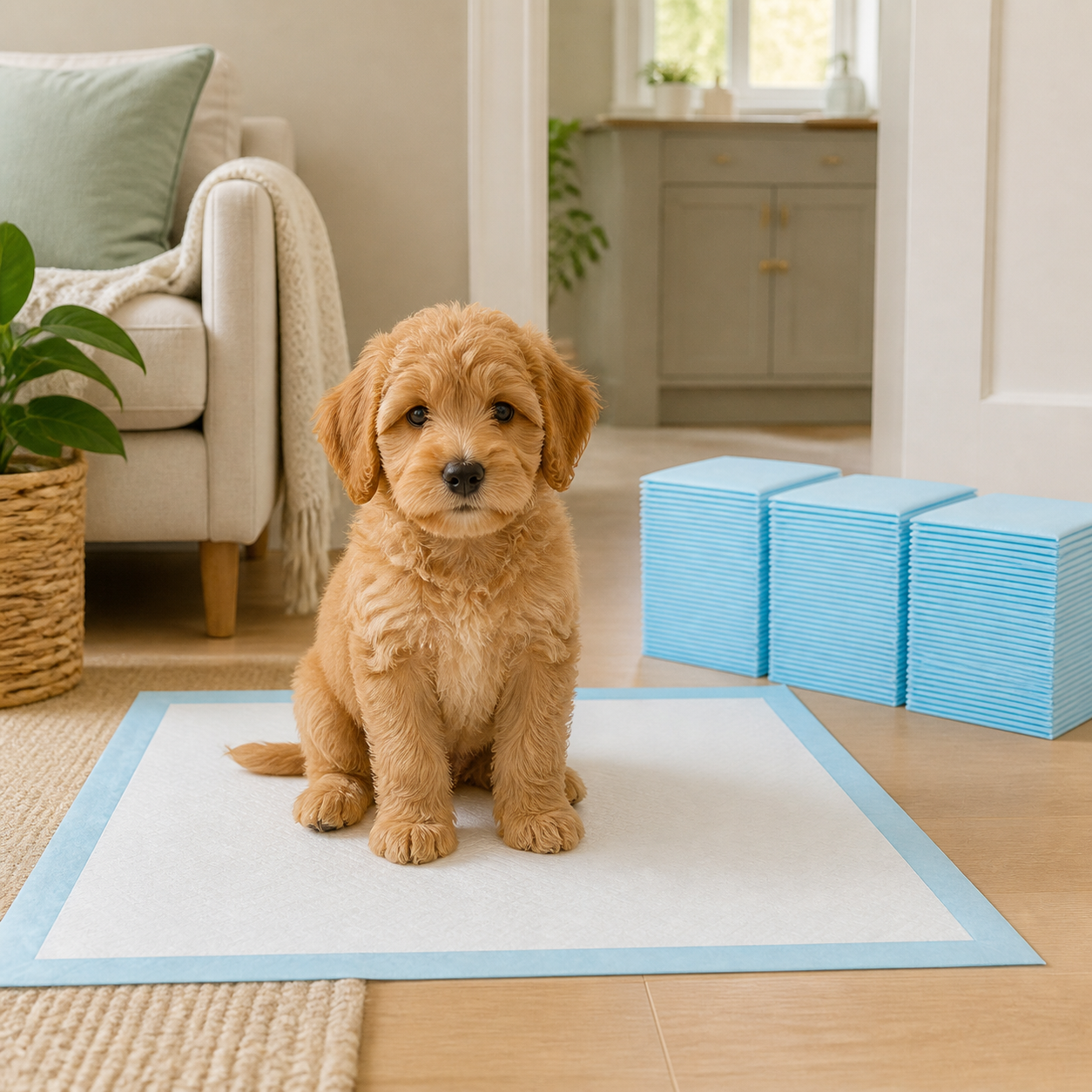 Six-Layer Puppy Training Pads — 150 Pack — in everyday use