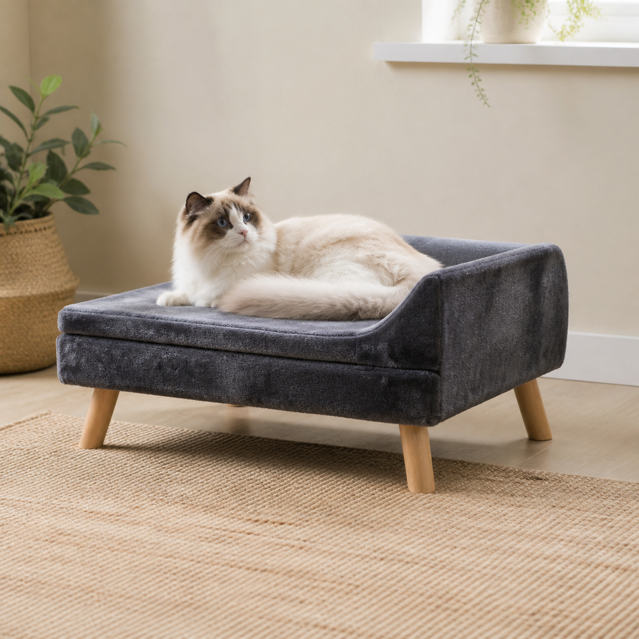 Raised Pet Sofa Bed with Removable Cushion — alternate view