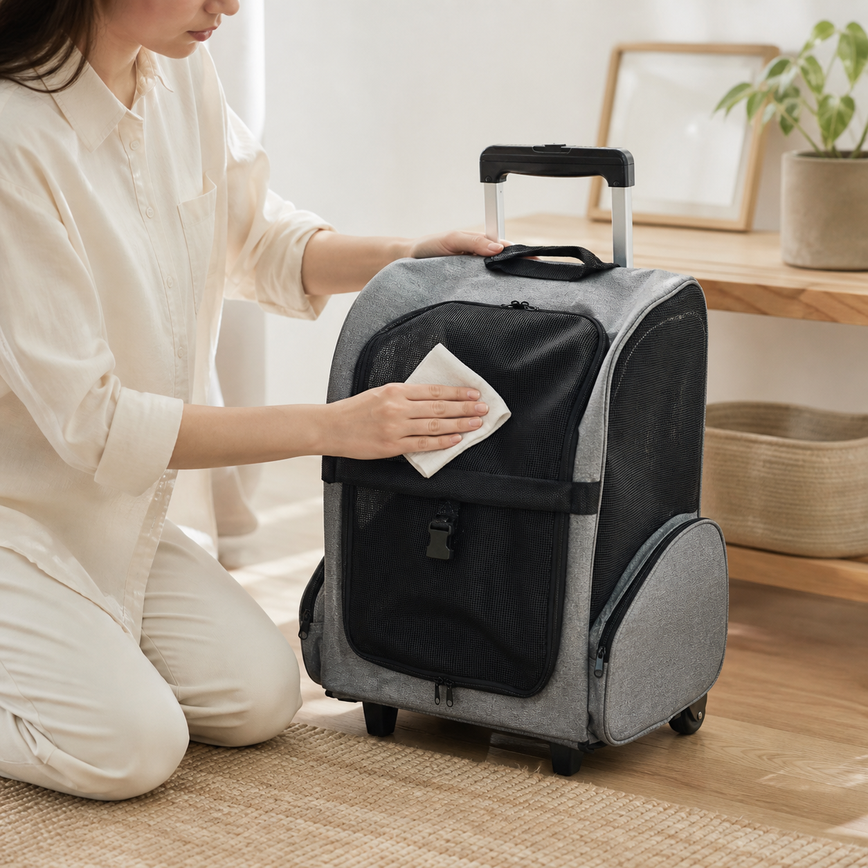 Wheeled Pet Carrier Backpack — Up to 4kg — storage or care view