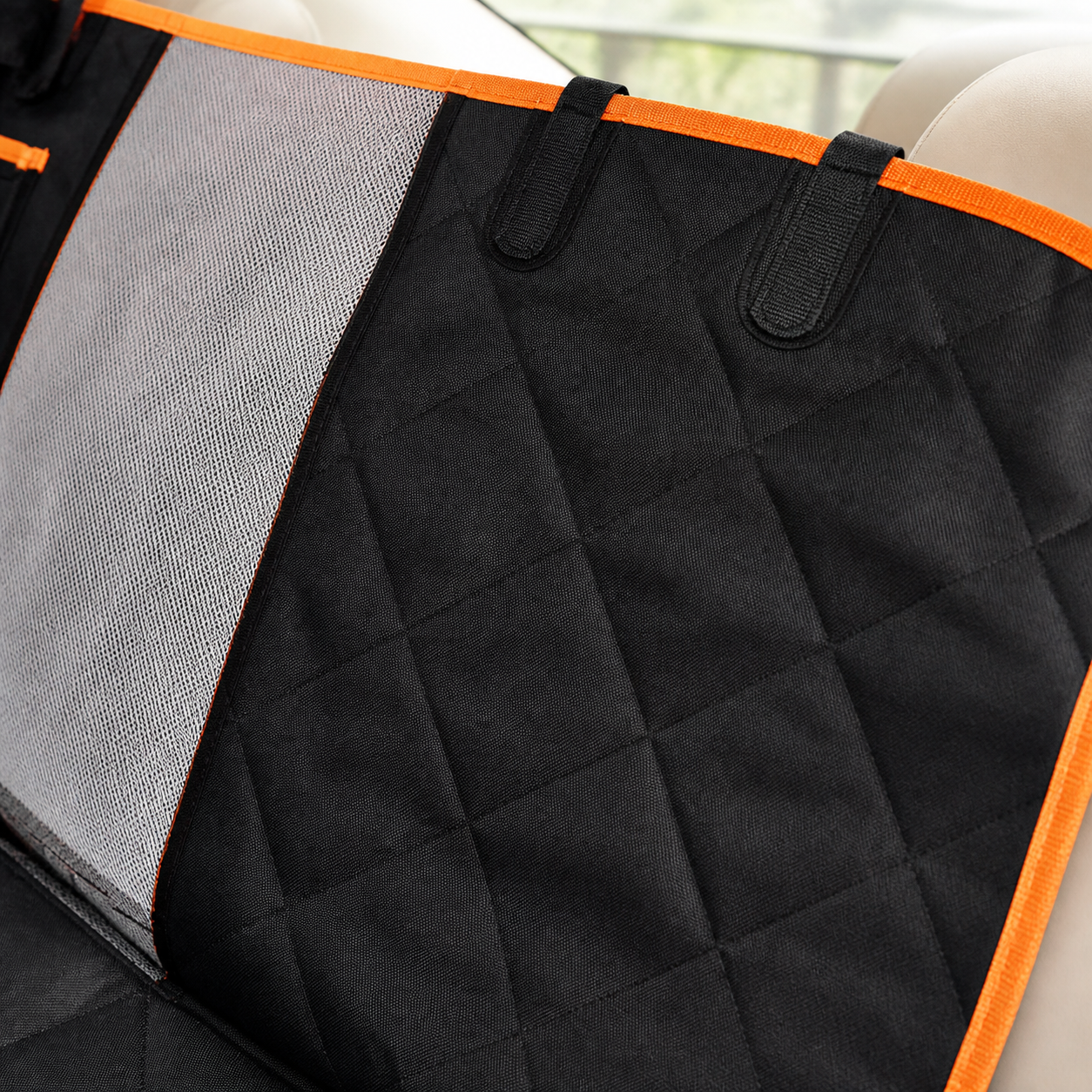 Quilted Dog Car Hammock with Side Protection — material detail