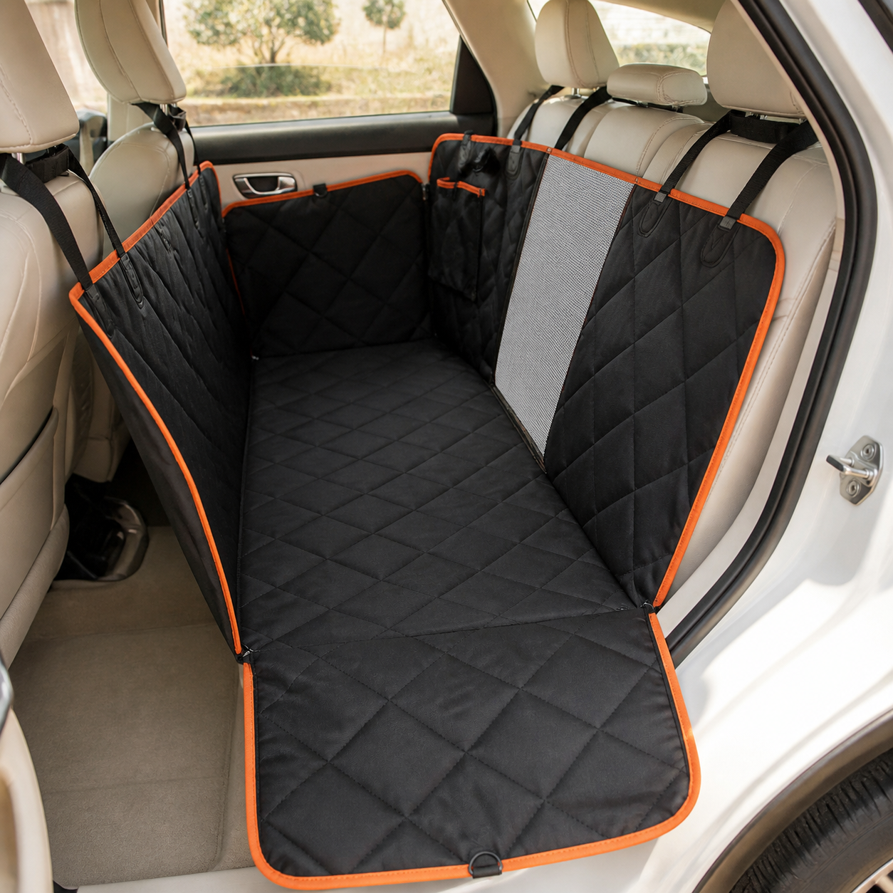 Quilted Dog Car Hammock with Side Protection — alternate view