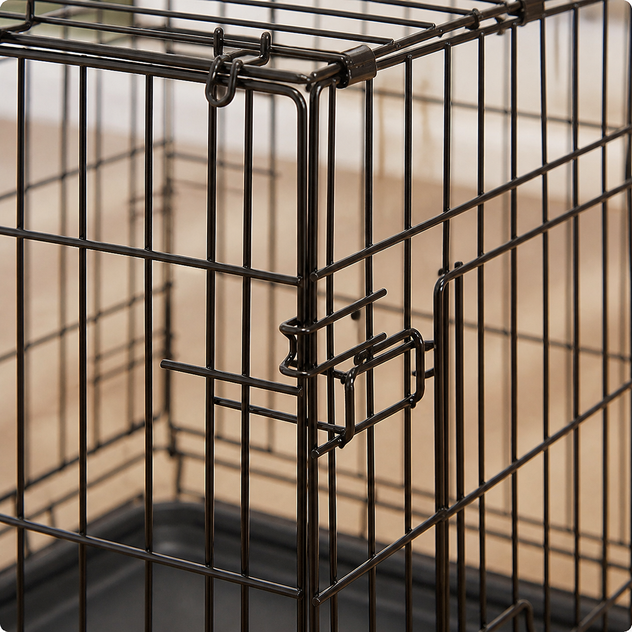 Foldable Two-Door Wire Dog Crate — Small — material detail