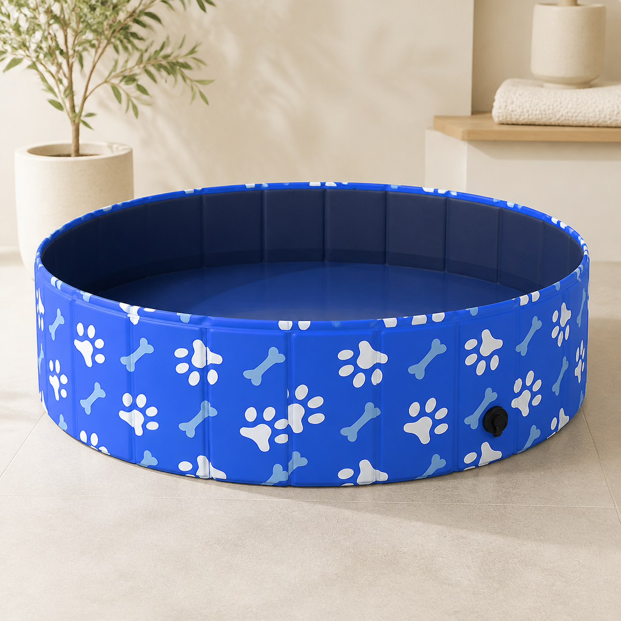 Blue foldable dog pool and bath