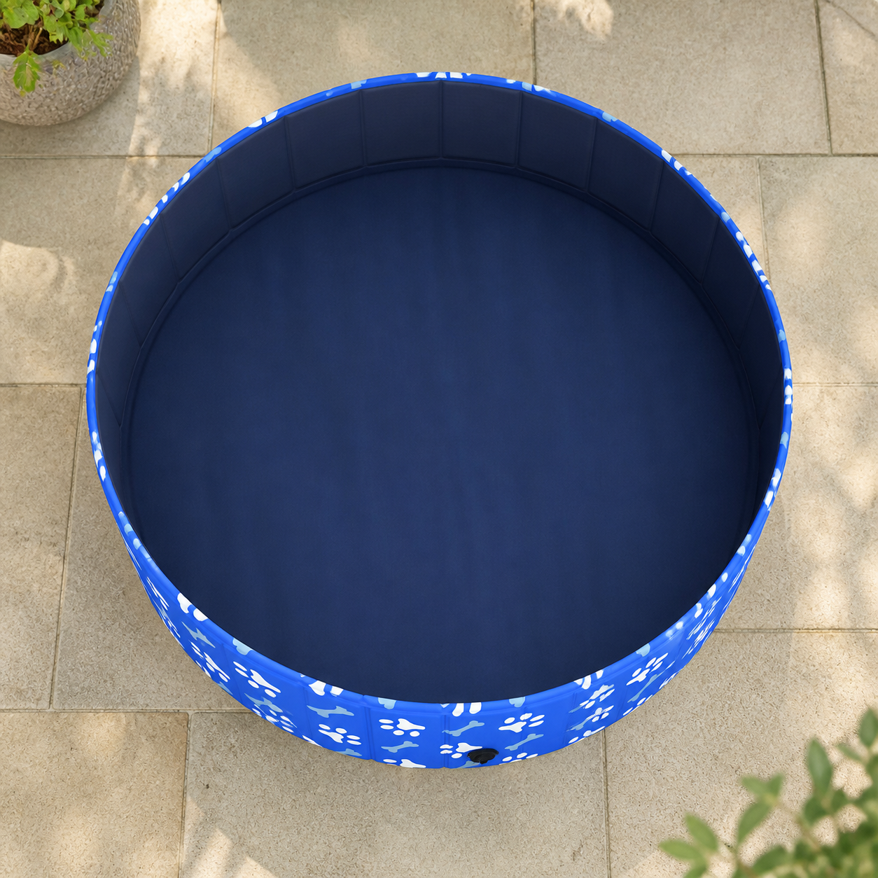 Overhead view of foldable dog pool