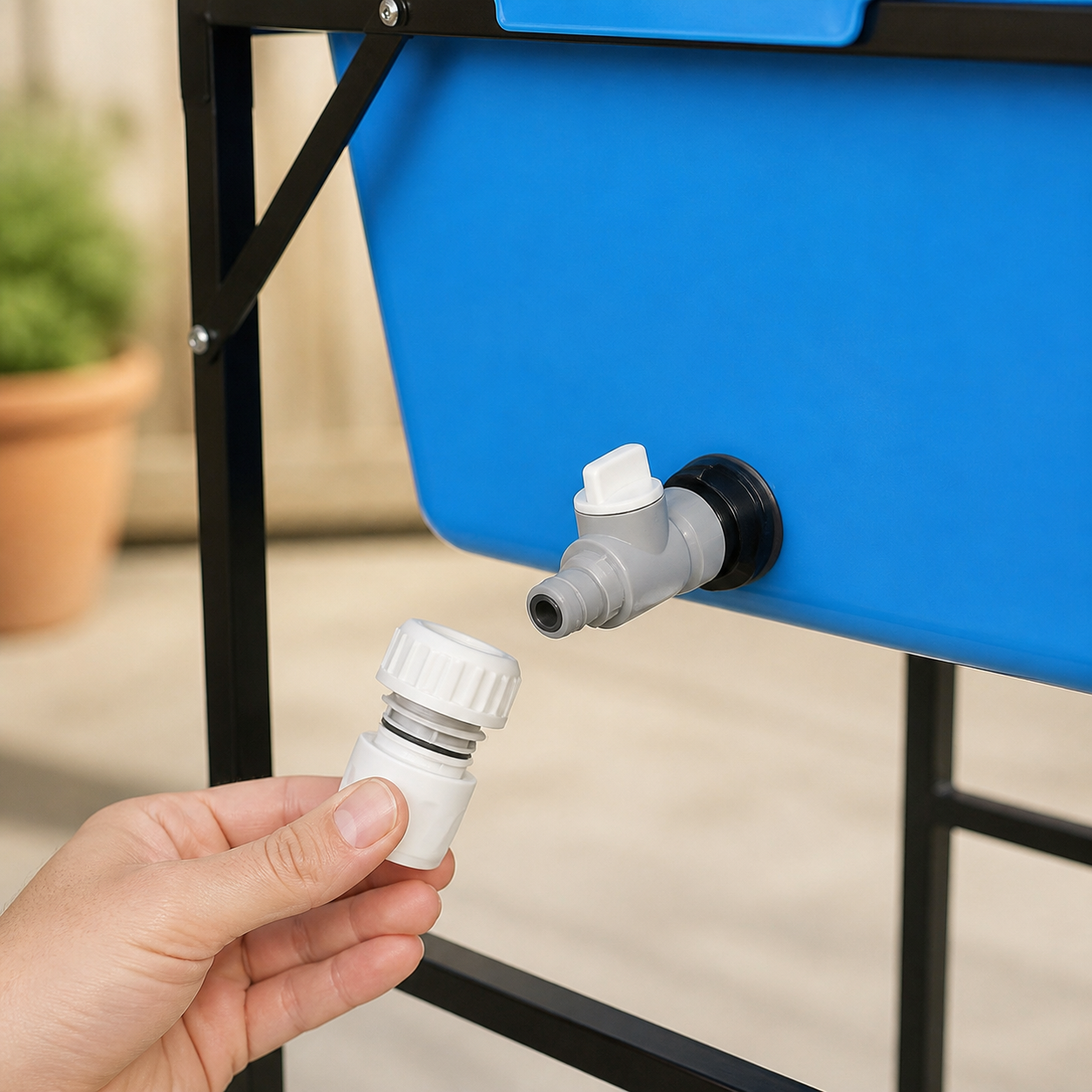 Raised Dog Bath with Folding Stand — 90L — key feature detail