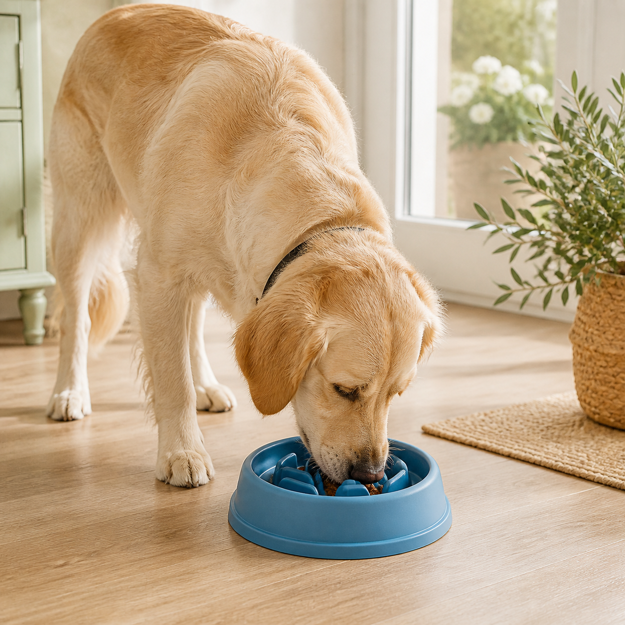 Silicone Slow Feeder Bowl — 21cm — in everyday use