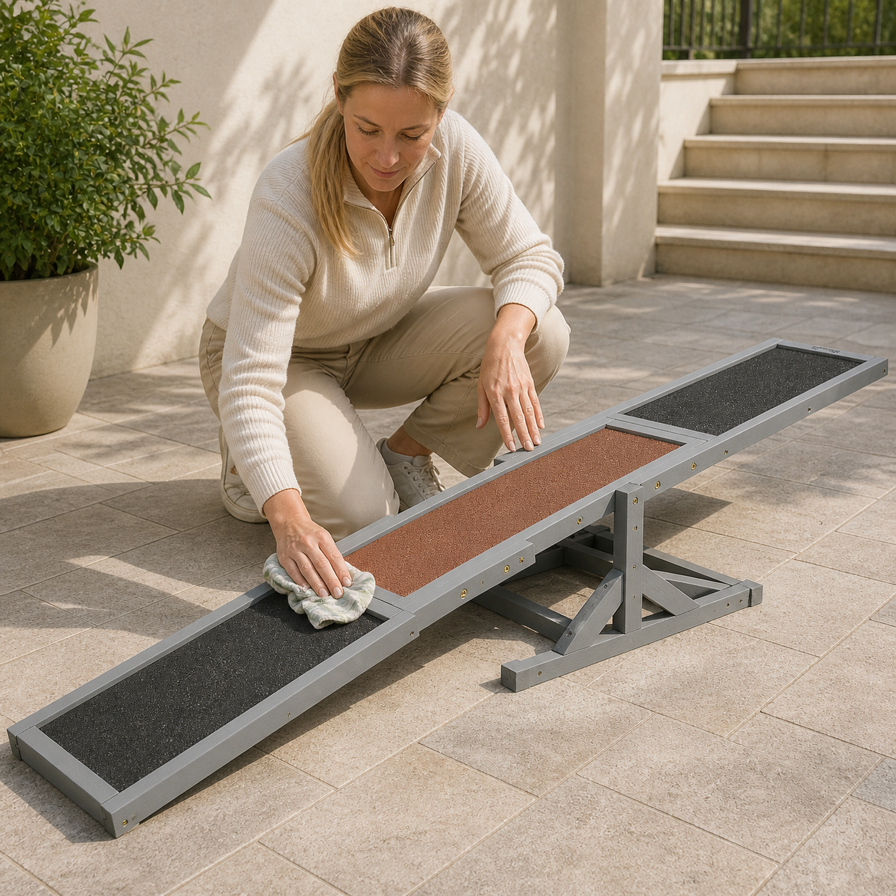 Wooden Dog Agility Seesaw — 180cm — storage or care view