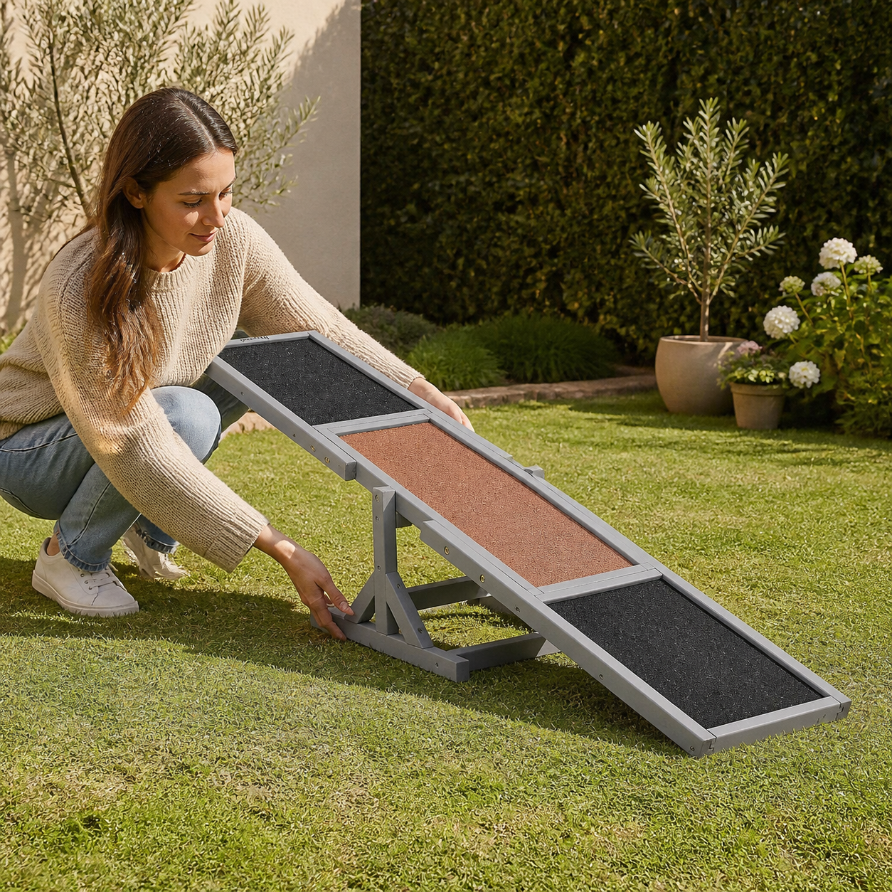 Wooden Dog Agility Seesaw — 180cm — owner setup
